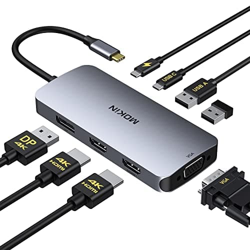 MOKiN USB C Docking Station Dual Monitor for Windows Laptops, 2 HDM,DP,VGA