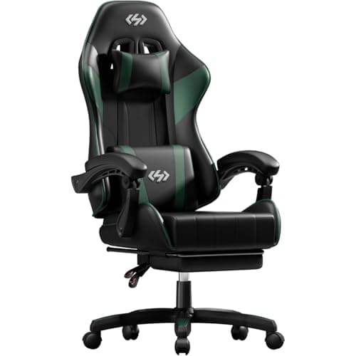 Precision Synergie Gaming Chair with Footrest for Adults, Green PC Chair