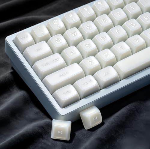 Dagaladoo White Jade - PBT SA Profile Double Shot Keycaps, 60-108% Sizes, Slight Transmittance