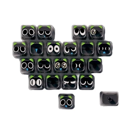 Wkldjf MAO Profile Luoxiaohei & Heart Transparents Keycaps 21 Set for Customs Mechanical Keyboards PC Materials Glow Through Glow in Dark Luoxiaohei Heart Keycaps