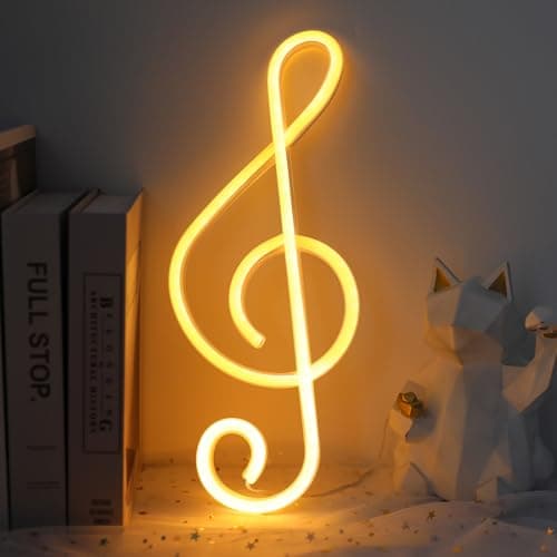 ENUOLI Music Note LED Neon Wall Light USB/Battery Hanging Sign for Home