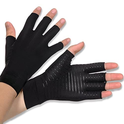 Donfri Copper Arthritis Compression Gloves for Pain Relief, Fingerless (M)