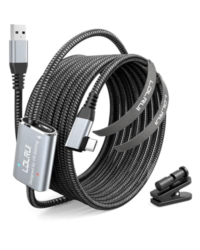 LDLrui VR Link Cable 16FT (5M) with Charging & Unlimited Play, 5Gbps for Meta Quest 3/2/Pro & Pico 4, USB 3.0 to USB-C,PC VR Cable with Clip, SteamVR and Oculus Accessories