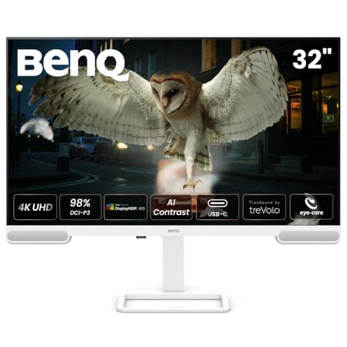 BenQ EW3290U 32” 4K 3840x2160 with 98% P3 colour coverage, exclusive AI Contrast, built-in 2.1 channel speakers with woofer, 1 USB Type-C, 3 HDMI ports, Ergonomic Design, and Eye-Care Technology