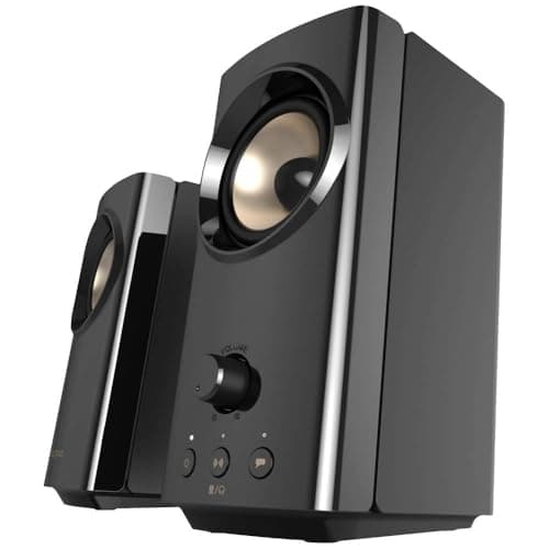 CREATIVE T60 2.0 Compact Hi-Fi PC Speakers, USB-C Audio, Mic, Headset Ports, Bluetooth 5.0, 3.5mm AUX-in, 60W Peak Power, for Computer, Laptop, MAC