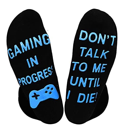 Do Not Disturb I'm Gaming Socks, Novelty Funny Gamer Gifts for Men Women Kids Teen Boys Son Boyfriend Husbands Dad Game Lover (Blue1)
