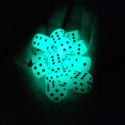 SmartDealsPro 10-Pack D6 Six Sided Glow In the Dark Dice Die for DND, MTG, RPG, Tenzi, Farkle, Yahtzee, Bunco, Teaching Math, Table Board Game (16mm)
