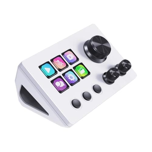 Basicolor N3 Macro Keypad with 6 LCD Shortcut Keys,3 Buttons & 3 Knobs-Programmable Stream Controller Deck for Streaming (YouTube,OBS,Twitch),Content Creation (Adobe),Productivity&Gaming (Mac/PC)