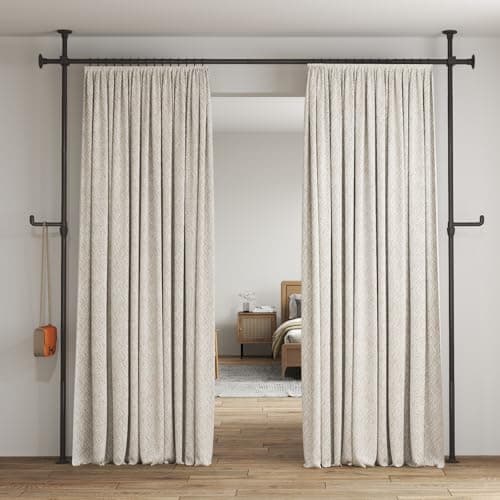 SMONTER Room Divider Curtain Rod- No Drilling Curtain Poles, Floor to Ceiling Tension Rods for Curtains, Room Separation Freestanding 110-310cm Adjustable Extra Long and Wide, Black