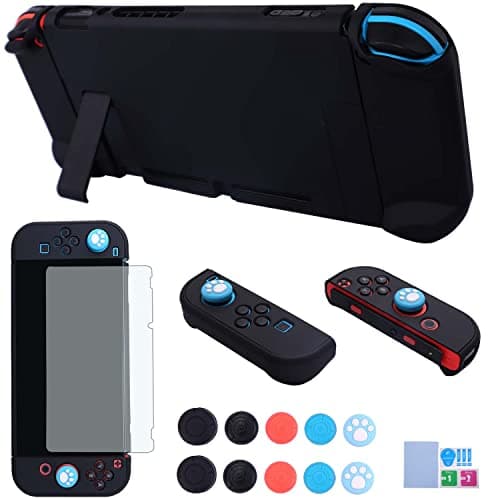 Dockable Case for Nintendo Switch - COMCOOL 3 in 1 Protective Cover Case for Nintendo Switch and Joy-Con Controller with Screen Protector - Blue Black