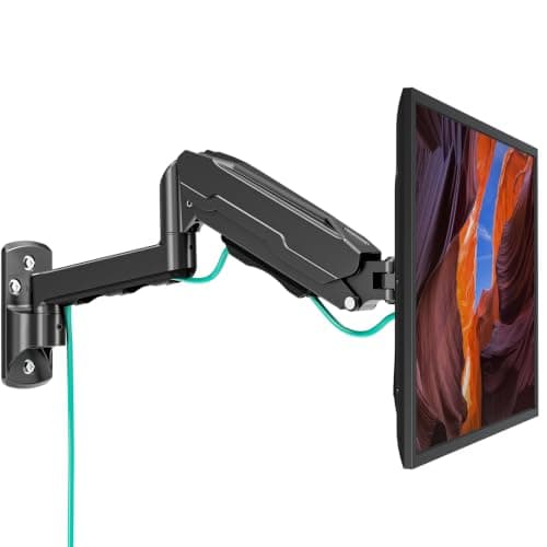 MOUNT PRO Single Monitor Wall Mount Bracket - Height Adjustable Full Motion Articulating Gas Spring Monitor Arm Stand- Fits 13 to 32 Inch LCD Computer Screens, Holds up to 17.6lbs, VESA 75x75, 100x100