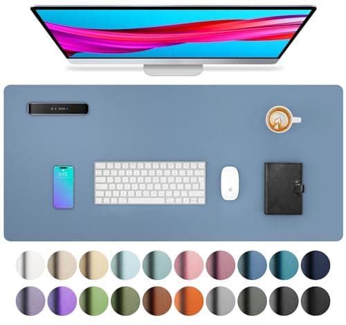 Leather Desk Pad Protector,Mouse Pad,Office Desk Mat,Non-Slip PU Leather Desk Blotter,Laptop Desk Pad,Waterproof Desk Writing Pad for Office and Home (40x80cm,Denim Blue)