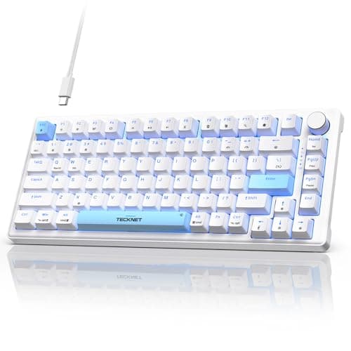 TECKNET Wired Gaming Keyboard, RGB Backlit Keyboards with Gasket Structure, USB C Mechanical Keyboard has 20 Lighting Effects & Multimedia Control Knob, Computer Keyboards for PC Laptop Mac Gamer