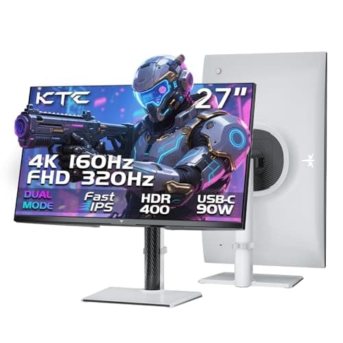KTC 4K Gaming Monitor 27 Inch | Dual Mode 4K@160Hz / FHD@320Hz Seamless Switching | Fast IPS Panel | 1ms Response Time | HDR400 | Adaptive Sync | 125% sRGB, 97% DCI-P3, ΔE<2 | USB C 90W | KVM | White