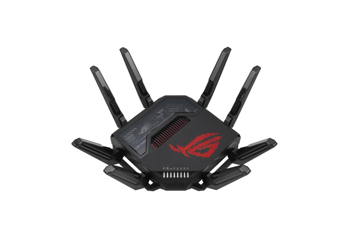 ASUS ROG Rapture GT-BE98 Quad-band WiFi 7 AiMesh Extendable Gaming Router, 25Gbps, 320MHz, 4K-QAM, Dual 10G Ports, Quad 2.5G Ports, Subscription-free Network Security, VPNs, 4G LTE/5G Mobile Tethering