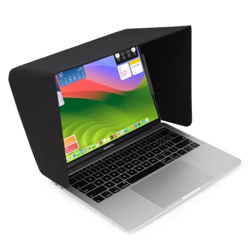 TYTX Laptop Sun Shade for 13-14 Inch, Lightweight Anti-Glare Screen Cover for Outdoor Work, Foldable Computer Glare Shield with Soft Silicone Clips (Black, Fits 13-14 inch Laptop)