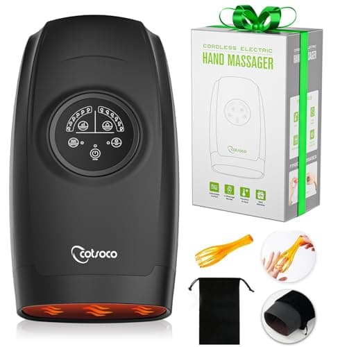 cotsoco Hand Massager Machine with Heat and Compression, 6 Levels Shiatsu Massager for Arthritis and Carpal Tunnel Relief, Pain Relief for Finger, Wirst, and Hand, Best Gifts for Men and Women
