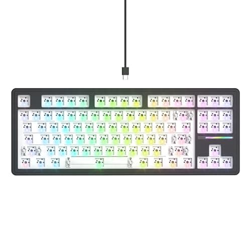 GTSP 75% Custom Barebones Keyboard kit Gasket Mouted,Blank DIY Silent TKL Mechanical Gaming Keyboard PCB Hot Swappable 3pin/5pin Switch with South-Facing RGB for Win/Mac (M87 Kit-Black)