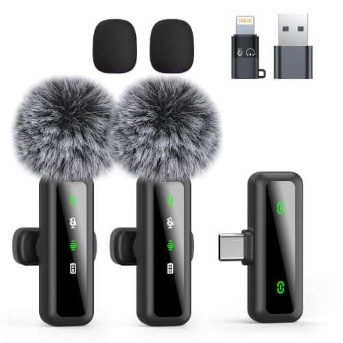 Wireless Lavalier Microphone for iPhone - iPad, Android Phone Computer, Mini Microphone for Live Streaming, Video Recording, Outdoor or Indoor Interviews, YouTube, TikTok, Vlog (Black)