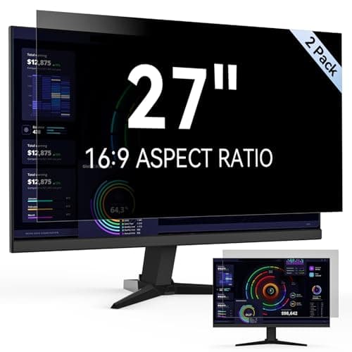 [2-Pack] 27 Inch Computer Privacy Screen Filter for 16:9 Widescreen Monitor, Removable Eye Protection Anti Glare Blue Light Filter Privacy Shield, Anti Scratch Anti Spy Screen Protector Film 27 In