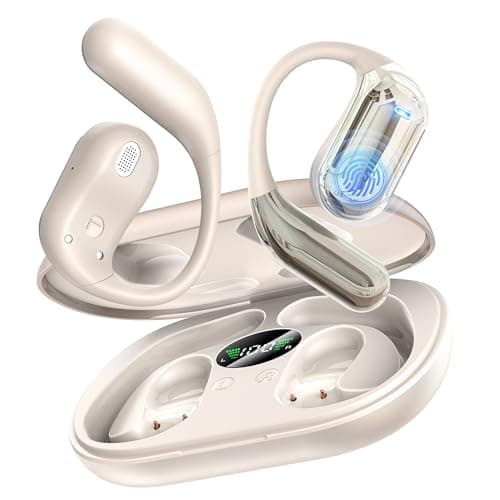 Boytond Open Ear Bone Conduction Headphones - Wireless Bluetooth Earbuds with Deep Bass, Waterproof Sports Earphones for Running & Fitness, Secure Fit for Small Ears with Mic - Khaqi