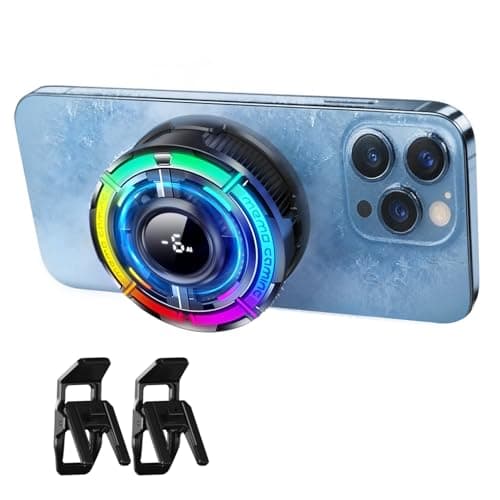 Magnetic Phone Cooler for Gaming, Cell iPhone Cooling Fan Hot Weather, Portable RGB Mobile Enfriador Para Celular Case, Ventilador Para Telefono ipad Keep Phone Cool, for iPhone/Android Series Phone