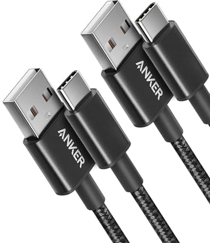 Anker USB C Charger Cable, 2-Pack 3 ft (0.9 m) USB to USB C Cable | USB A to USB C Braided Phone Charger Cable for iPhone 17/16/15, iPad Pro, Samsung Galaxy, MacBook Pro,and More (Black)