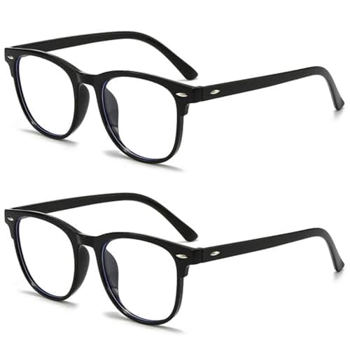 KEYRI 2 Pack Blue Light Blocking Glasses Reading Glasses Slim Round Frame