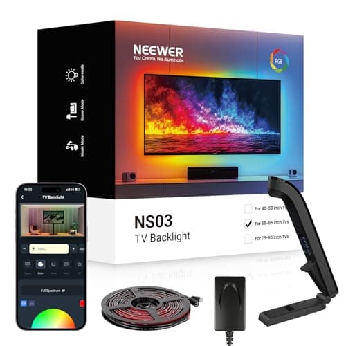 NEEWER Basics NS03 TV Backlight for 55"-65" Screens, 11.8ft/3.6m LED RGB