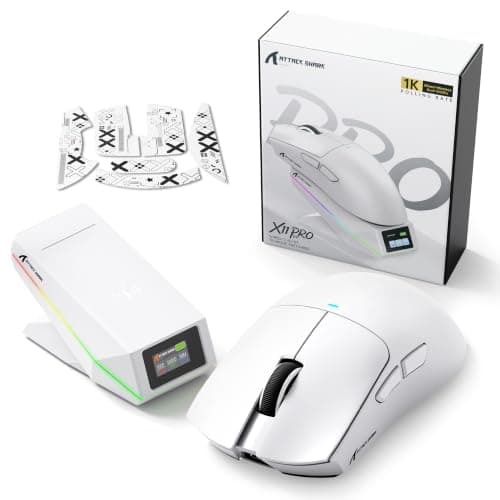 ATTACK SHARK X11 PRO V2 Wireless Gaming Mouse TFT Charging Dock, White B