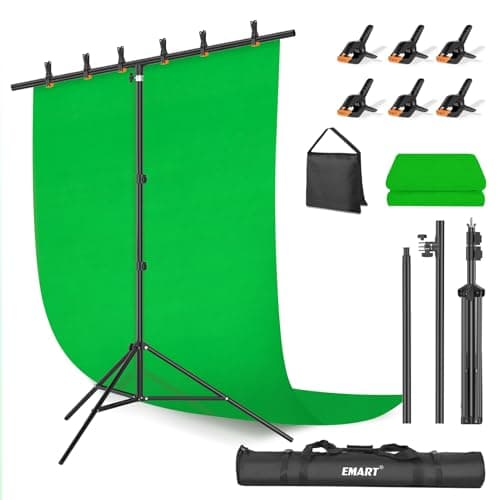 EMART Green Screen Background with Stand,1.5x2m Greenscreen Background Kit