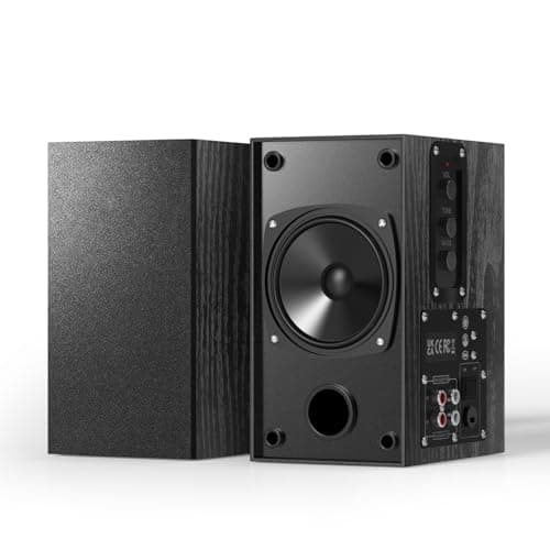 Elimavi Active Bookshelf Speakers, 30W X 2 Computer Speaker With 4 Inch Woofer, External TV Speakers With 3.5-RCA Input For PC and Home Surround Sound - Black