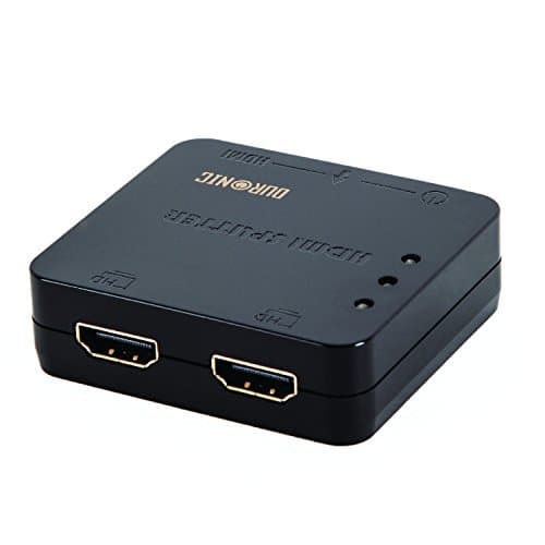 Duronic HS12 - 2 Way HDMI Splitter Box - Latest High Performing HDMI Technology - 1 Input 2 Output - Full HD 1080p 3D Enabled - Displays 1 HD Source To 2 TV's