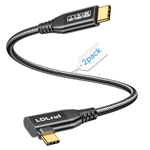 LDLrui USB4 Short Right Angle USB C Cable 0.6M 2P, 40Gbps, 8K@60Hz, 240W