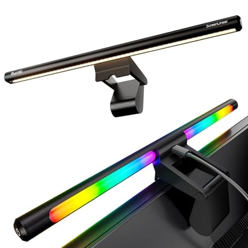Quntis 40cm Monitor Light bar & 24 RGB Modes Backlight, Eye Care 900Lux | Computer Monitor Lamp Dimmer & Color Temperature, No Glare Memory Function Vivid Gaming Experience Screen Light, Fits 17"-27"