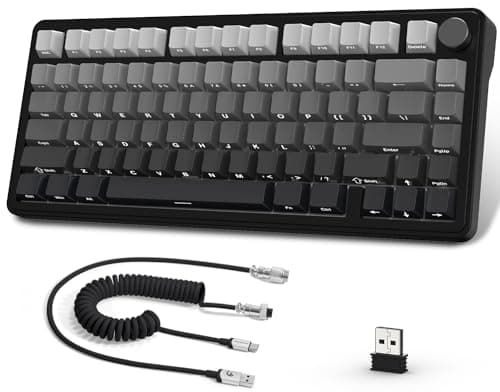 AJAZZ x ATTACK SHARK X85 Gasket Mechanical Keyboard,75% Wireless Gaming Keyboard with Knob,5-Layer Padding,PBT Side-Printed Keycap,BT5.1/2.4Ghz/USB-C Wired,Hot-Swap Linear Switch,RGB,NKRO,for PC,MAC