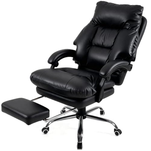 Warmiehomy Big and Tall Office Chair, PU Leather Executive Chair, Black