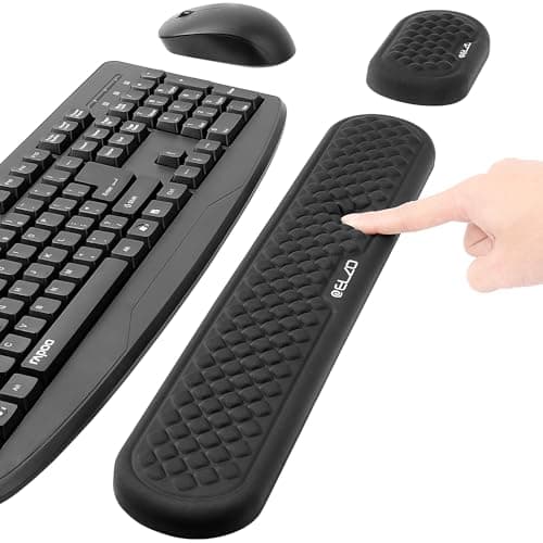 ELZO Wrist Rest for Keyboard and Mouse, Soft Memory Foam Wrist Support Keyboard, Computer Ergonomic Wrist Support Pad, Non-Slip Wrist Rest for Computer Keyboard, Made Easy Typing & Relieve Wrist Pain