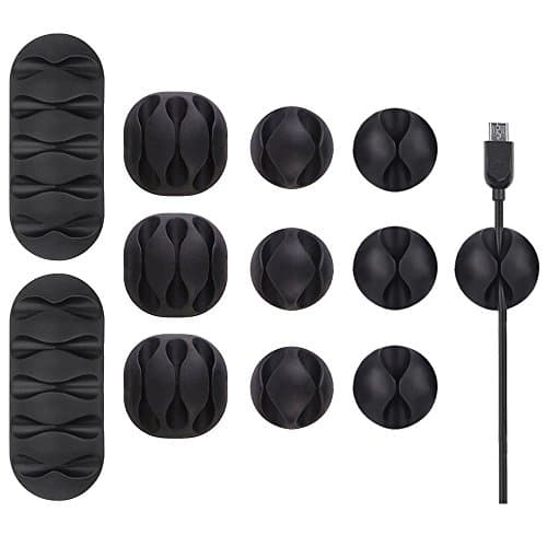 U-horizon12 Pack Durable Cable Clips, Long Lasting Cable Organiser, Cord Management System, Desktop Wire Holder&Hider with Strong Self-Adhesive for Computer or Mouse Cord, Home Office