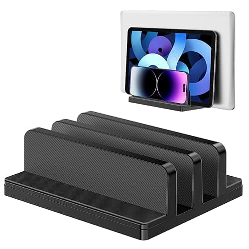 Gogoonike Vertical Laptop Stand, Laptop Holder with Adjustable Dock