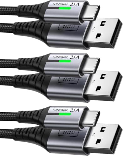 INIU USB C Charger Cable, [3 Pack 0.5+2+2m] USB A to USB C 3.1A Fast Charging, Braided Phone Charger Type C Cable for iPhone 17 16 15 Pro Max Samsung Galaxy S26 S25 S24 PS5 Huawei Pixel 10 etc.