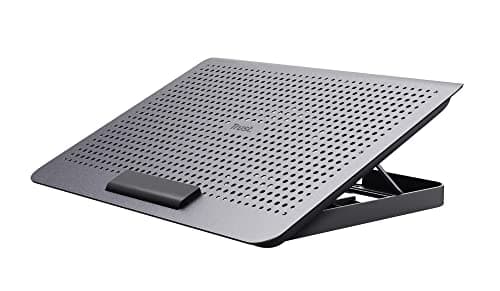 Trust Exto Laptop Stand 16 Inch Sustainable Cooling Pad, Grey | Riser with USB Fan, Adjustable Height, 8 Levels, Made from Recycled Materials, Holder for Notebook Macbook HP Lenovo Dell