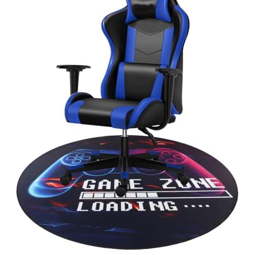 Capslpad Gaming Chair Mat for Hardwood Floor Anti-Slip Floor Protector Game Controller Rubber Gaming Computer Chair Mat for Gaming Room Home Office Decor (Round 120cm,Black)