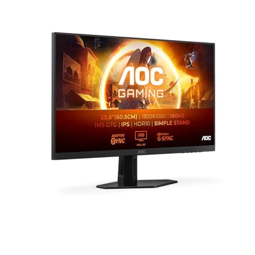 AOC 24G4XED 24 inch FHD Gaming Monitor, 180Hz, Fast IPS Panel, 1ms GtG, HDR10, G-Sync Compatible, Speakers,(1920x1080 HDMI 2x 2.0) Schwarz