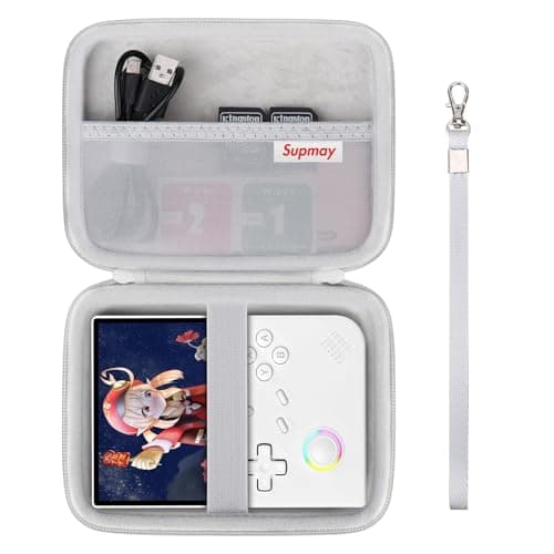 Supmay Hard Carrying Case for R36S/RG40XXV/G350/RG35XX/RG405V/RG406V Retro Handheld Game Console, Retro Game Travel Storage Holder with Mesh Bag for SD Card, USB Charging Cable, User Manual, Grey
