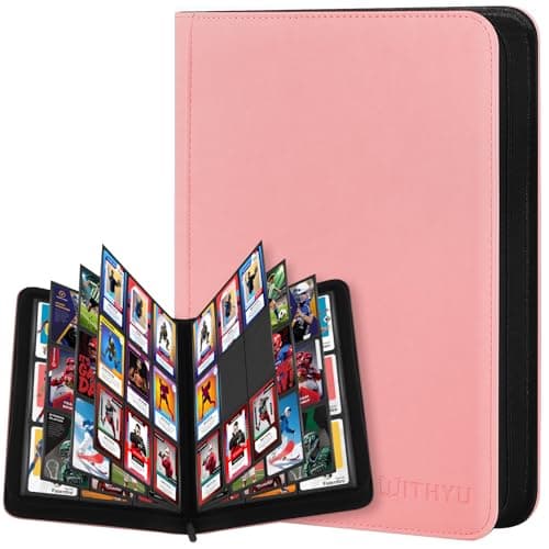 Trading Card Binder, 9-Pocket Card Album – Holds 540 Cards, Ringless & Side-Loading, Zipper Card Folder for TCG, MTG & Sports Cards (Pink)