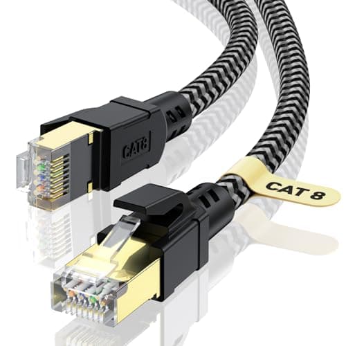 CABNEER Cat 8 Ethernet Cable 5M, High-Speed Gigabit Braided RJ45 LAN Patch Cord, 40Gbps 2000Mhz, Lan Network Cable Compatible for Modem, Router, Faster than Cat7