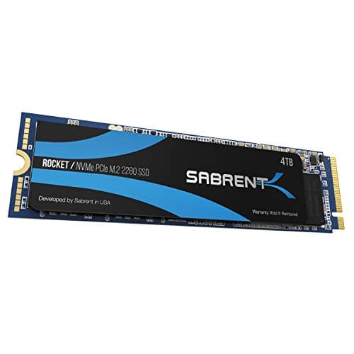 SABRENT M.2 NVMe SSD 4TB Internal Solid State 3450MB/s Read, PCIe 3.0 X4 2280, M2 Hard Drive High Performance Compatible with PCs, NUCs Laptops, and Desktops (SB-ROCKET-4TB)