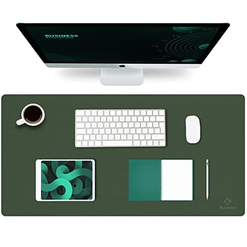 K KNODEL Large Office Desk Mat, Leather Mouse Pad (80x40cm, Dark Green)
