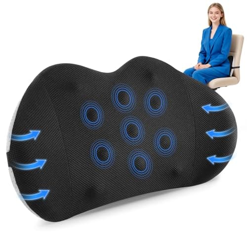 QUTOOL Lumbar Support Cushion – Memory Foam Back Support Cushion with Breathable Mesh Cover & Adjustable Strap, Lumbar Support Pillow for Office Chair, Car & Gaming Chair